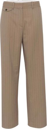 Karen by Simonsen Pinstripe Straight-Leg Broek Walnoot - Dames - Straight fit broeken - Bruin - 2XL - Broeken