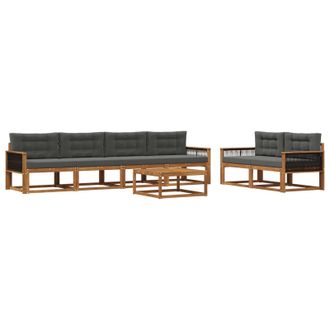 vidaXL Conjunto De Sof&aacute;s De Exterior 7 Pcs Natural Y Antracita Vidaxl