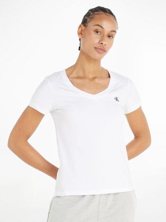 Calvin Klein T-shirt met V-hals en korte mouwen