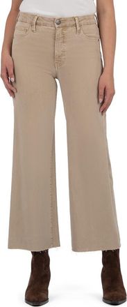 Kut from the Kloth Meg Fab Ab Raw Hem High Waist Ankle Wide Leg Jeans in Biscuit at Nordstrom, Size 10