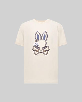 Psycho Bunny Mens Wade Graphic Tee 031 WHITE CAP GRAY / S