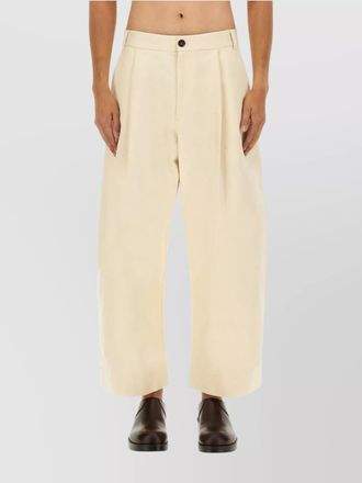 STUDIO NICHOLSON trousers wide leg pleated featuring pockets