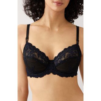 Wacoal Embrace Lace Underwire Bra in Black/Night at Nordstrom, Size 34Ddd