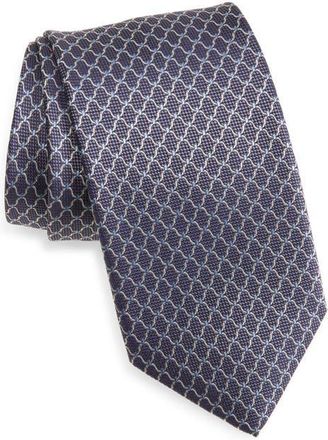 David Donahue Neat Silk Tie in Gray at Nordstrom