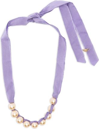 Forte_Forte Accessoires, Dames, Paars, ONE Size, Katoen, Faux-Pearl Necklace
