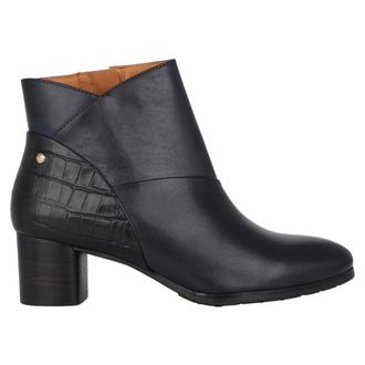 Pikolinos Blauwe leren enkellaarzen voor vrouwen - Dames - Laarzen met Hak - Blauw - 42 EU - Schoenen