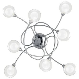Netlighting BLOG 8 Light Multi Arm Semi Flush Ceiling light Chrome 66x66x20cm in Silver | Size: 66 x 66 x 20 cm
