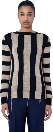 Dries Van Noten Gestreept Gebreide Trui - Dames - Ronde hals truien - Veelkleurig - M - Truien & Vesten