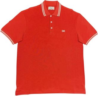 Bally Mens Tipped Regular Fit Cotton Polo Shirt In Orange