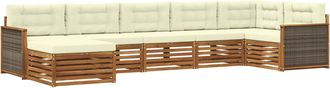 vidaXL Conjunto De Sof&aacute;s De Exterior 7 Uds. Natural Y Crema Vidaxl