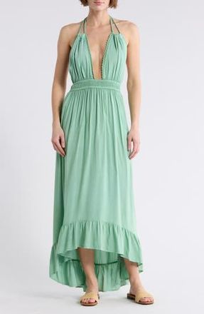 Boho Me Open Back Plunge Neck Ombr&eacute; Halter Dress in Mint at Nordstrom Rack, Size X-Small