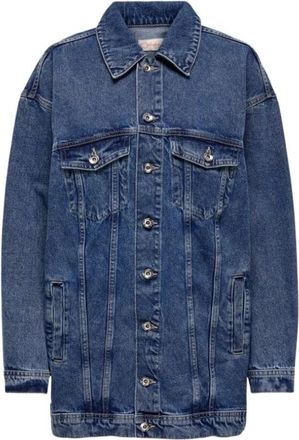 Only Blauw Denim Jack met Lange Mouwen - Dames - Spijkerjassen - Blauw - S - Denim - Jassen