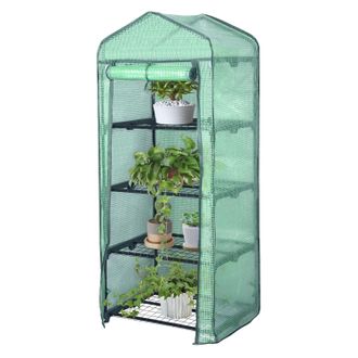 Woltu Invernadero De Jard&iacute;n Para Plantas Con 4 Niveles 69x49x158 Cm Invernadero Tipo Caseta De Jard&iacute;n Cultivos Flores Y Verduras (verde) - Woltu