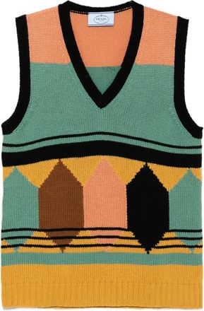 Prada Gilet con motivo geometrico - Verde