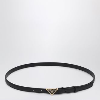 Prada Cintura nera in Saffiano con triangolo logo