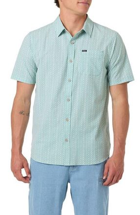 O'Neill Relaxed Fit Short Sleeve Performance Slub Button-Up Shirt in Green at Nordstrom, Size Xx-Large