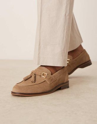 Asos Mocassini color talpa in camoscio con nappe-Marrone