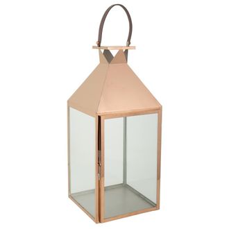 Wanderlust Deco Wanderlust Deco - Farol De Acero Inoxidable Y Cristal Cobrizo 29x28x66