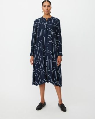 Masai Nataly Long Sleeve A-Line Midi Dress in Navy Blazer at Nordstrom, Size Xx-Large