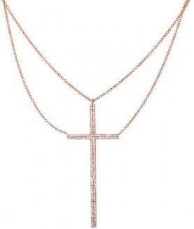 Allurez 0.34ct 14k Rose Gold Diamond Cross Necklace