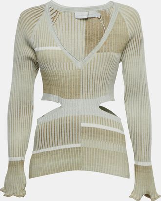 Jonathan Simkhai Jonathan Simkhai Beige Peyton Striped Rib Knit Cut-Out Top