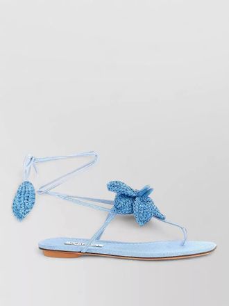 Aquazzura calypso sandals braided detail floral flat
