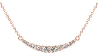 Pompeii3 1/2Ct TW Diamond Graduated Bar Necklace 14k Gold Lab Grown Pendant 28mm