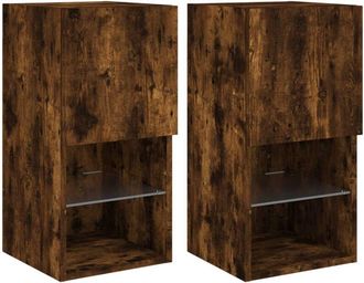 vidaXL Vidaxl - tv Cabinets with led Lights 2 pcs Smoked Oak 30.5x30x60 cm