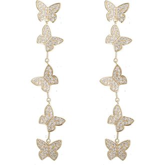 Eye Candy Los Angeles Eden Pav&eacute; CZ Butterfly Drop Earrings in Gold at Nordstrom Rack