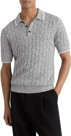 Reiss Denby Knit Polo in Black/White at Nordstrom, Size Xx-Large