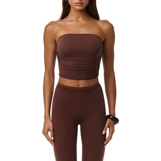Naked Wardrobe Rippled Tube Top in Chocolate at Nordstrom, Size X-Small