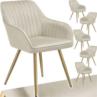 TecTake Sedia Marilyn, effetto velluto, trapuntato - sedia, sedia da pranzo, sedia da soggiorno - Set di 6