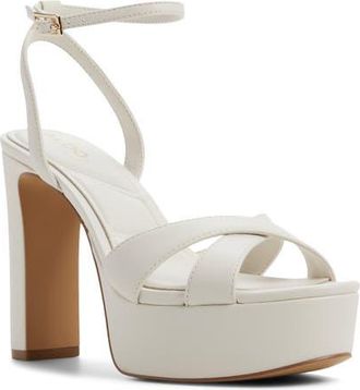 Aldo Rosine Ankle Strap Platform Sandal in White/Bone at Nordstrom, Size 7.5