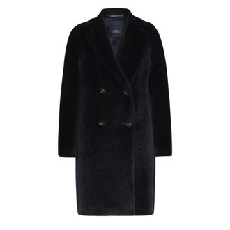 Max Mara Roseto Double-Breasted Mantel - Dames - Mantels - Blauw - Maat: L Wol
