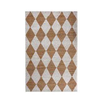 Flair Rugs Alfombra de yute marr&oacute;n y blanco 160x230 cm