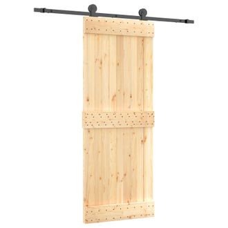 vidaXL Puerta Corredera Natural Y Negro 80 X 210 Cm Vidaxl