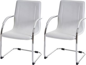 Hhg Hhg - Nunca Usado] Lote De 2 Sillones De Conferencia Samara, Sill&oacute;n De Visita Basculante, Blanco