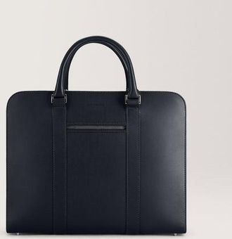 Carl Friedrik Medium size Briefcase - Vacchetta Leather - Navy Blue