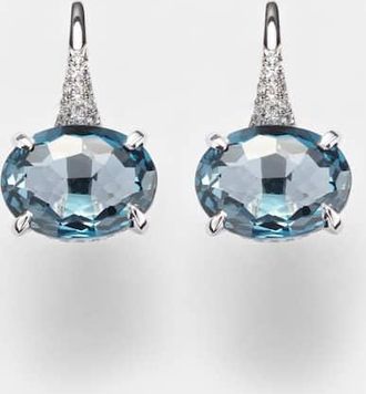 Shay Jewelry 18kt white gold drop earrings with diamonds and topaz