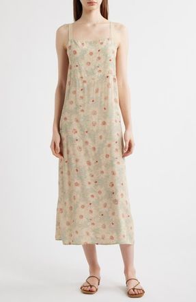 The Great. The Sunroom Sleeveless Slipdress in Champagne Scattered Bloom at Nordstrom, Size 0