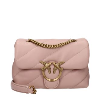 Pinko Pinko Damens Love Puff Umh&auml;ngetasche aus rosa/puderrosa Leder