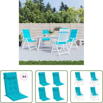 vidaXL Cuscini da giardino - Cuscini per Sedia Schienale Alto 4pz Turchese in Tessuto Oxford