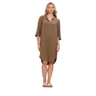 Nukus Nukus - Kate Dress Mix - Dames - Jurken - Bruin - Maat: XS Linnen