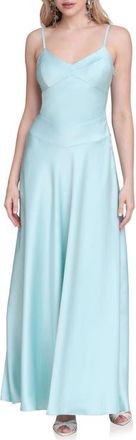 Avec Les Filles Sleeveless Satin Gown in Aqua at Nordstrom, Size 12