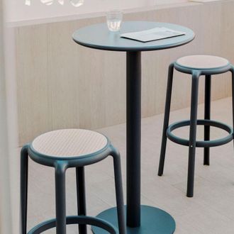 Sklum Set De Mesa Alta Redonda &Oslash;60 Cm Mizzi Y 2 Taburetes Altos De Jard&iacute;n En Metal Omara Sklum