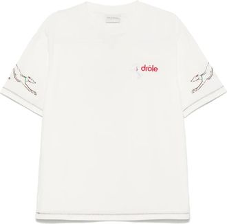 Drôle de Monsieur T-shirt con logo ricamato - Bianco