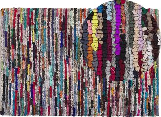 Beliani Beliani - Alfombra Multicolor De Poli&eacute;ster Algod&oacute;n 160 X 230 Cm Hecha A Mano Oriental Boho Bafra