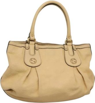 Gucci Pre-owned Leather gucci-bags - Dames - Vintage Schoudertas - Beige - ONE Size - Leer - Vintage