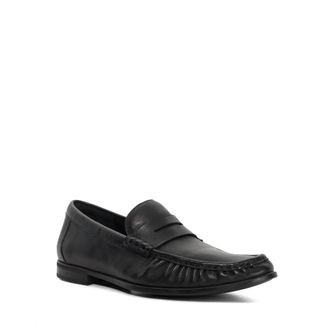 Dune London Mens Sammi - Leather Penny Loafers - Black - Size UK 11