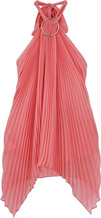 Max Mara Mxevalzer Geplooide Top - Dames - Tops zonder mouwen - Roze - L - Polyester - Tops